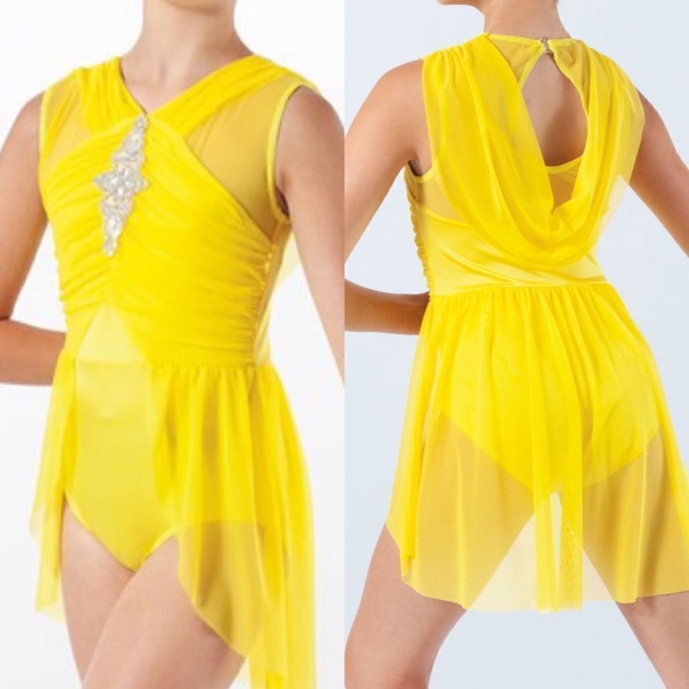 Weissman Dance costume yellow rhinestone Take Me Home 12997 IC child 7/8